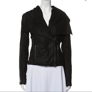 VINCE Black Leather Biker Jacket